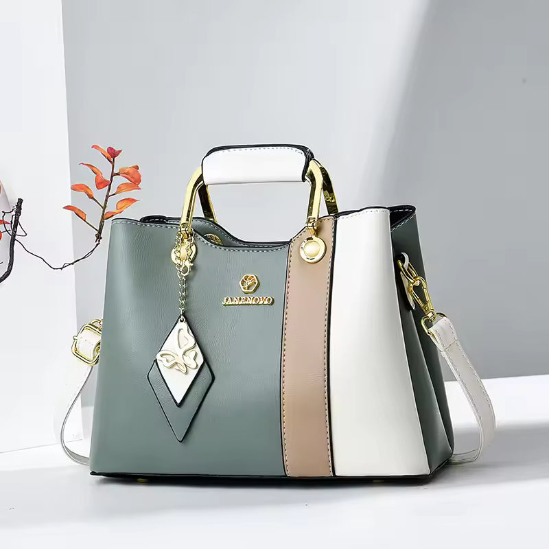 Luxury Tassel Patchwork Top Handle Satchel Cat Purse Versatile Shoulder Crossbody Handbag Mssza