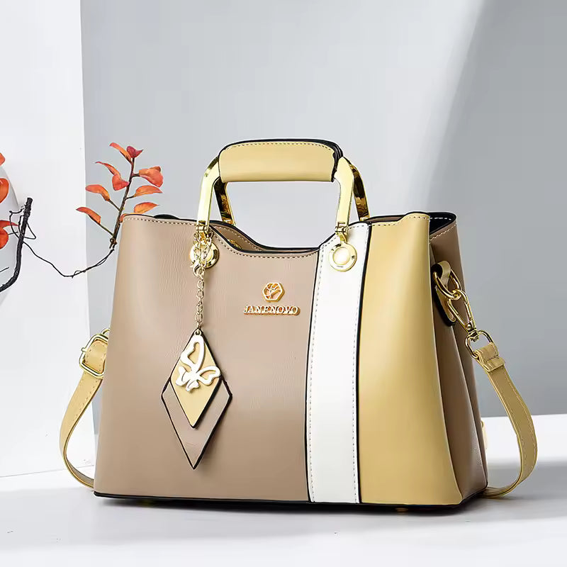 Luxury Tassel Patchwork Top Handle Satchel Cat Purse Versatile Shoulder Crossbody Handbag Mssza