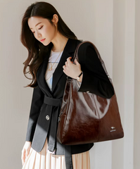 Luxury Three Layers Genuine Soft Pu Leather Tote Bag Handbags Mssza