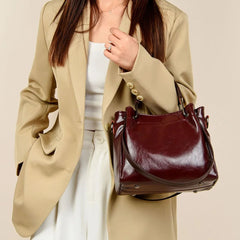 Luxury Vintage Large Capacity Tote Oil Pu Leather Shoulder Hand Bags Mssza