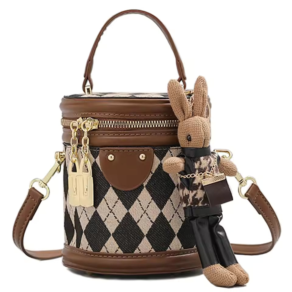 Luxury Zipper Leather Bucket Trend Small Handbags With Dolls Mssza