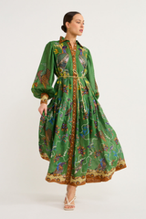 Marcella Balloon Sleeve Animal Maxi Dress Mssaz Desses