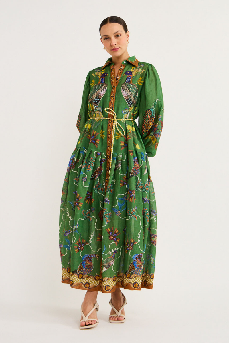Marcella Balloon Sleeve Animal Maxi Dress Mssaz Desses
