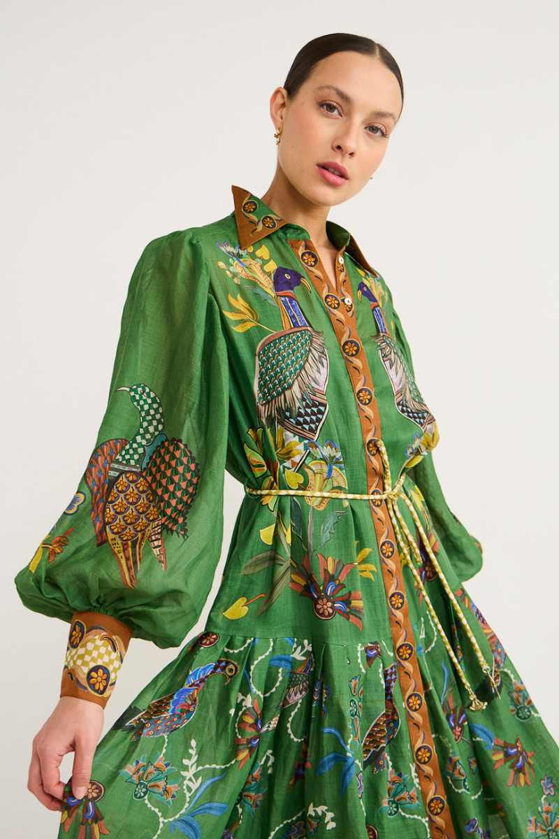 Marcella Balloon Sleeve Animal Maxi Dress Mssaz Desses