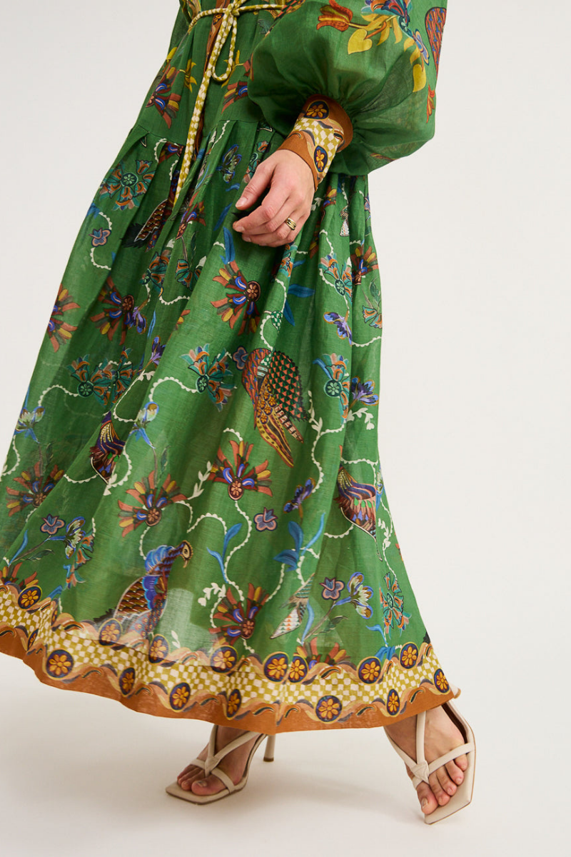 Marcella Balloon Sleeve Animal Maxi Dress Mssaz Desses