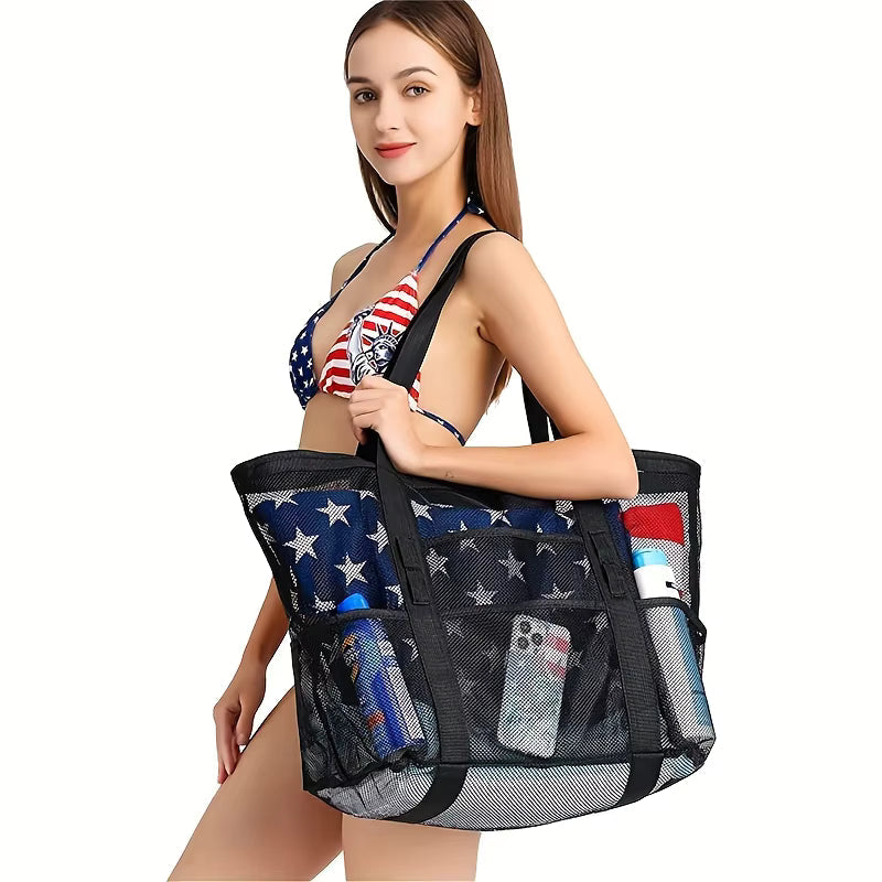 Mesh Beach Swimming Oversized Tote Beach Toy Bag Pack Mssza