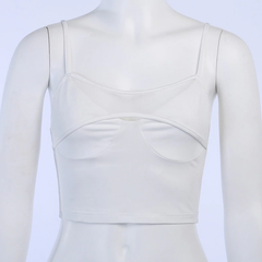 Mesh See Through Strap Camis Crop Top Mssza