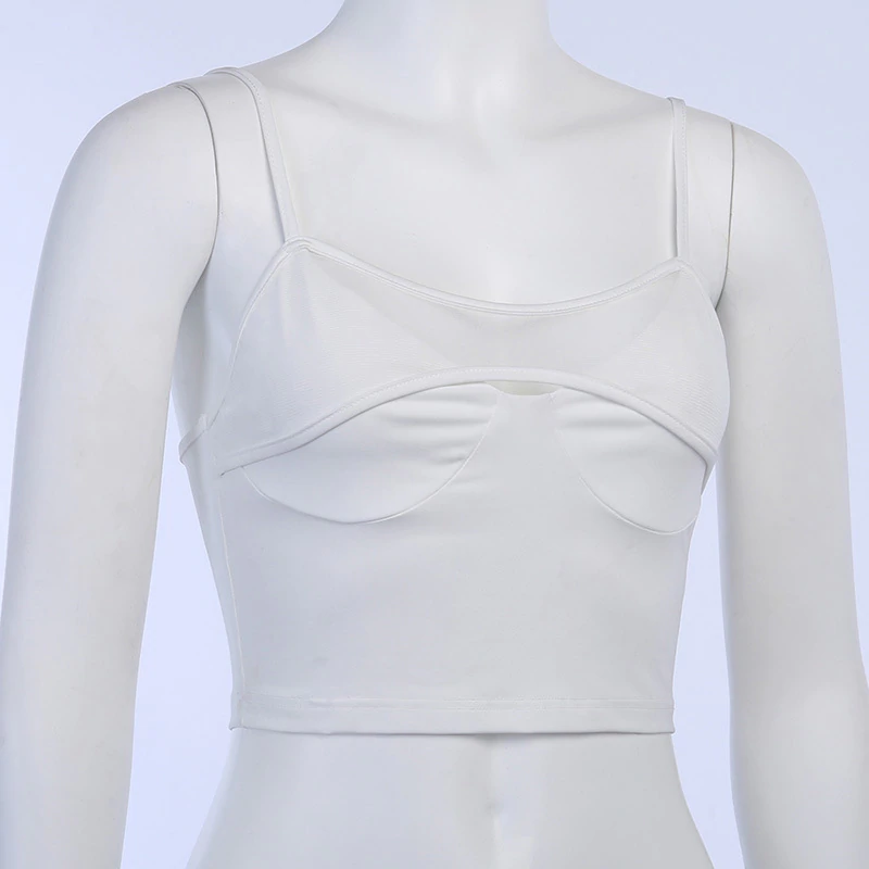 Mesh See Through Strap Camis Crop Top Mssza