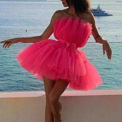 Mesh sheer layered design mini party dress Mssaz Desses