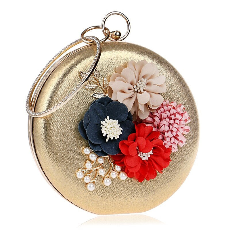 Metal Leaf Flower Diamonds Clutches Mssza