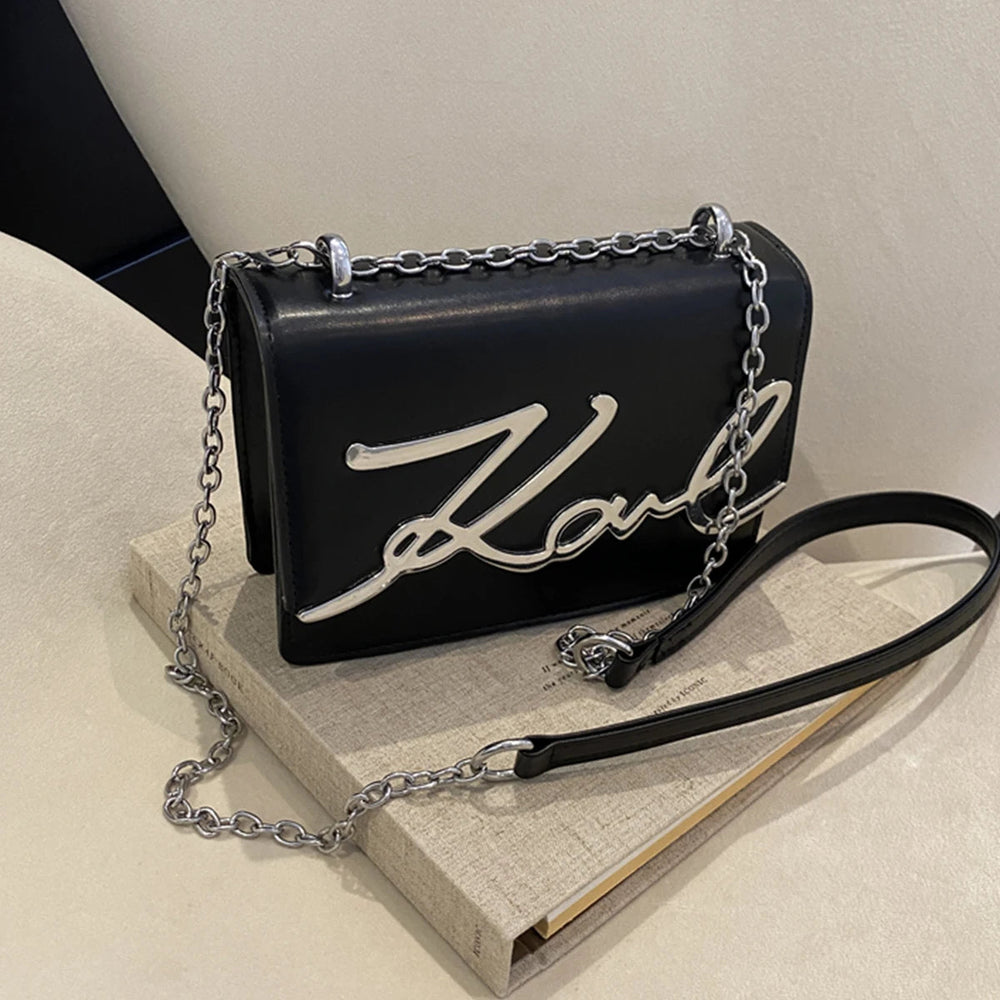 Metal Letter Chain Link Strap Magnetic Button for Daily Use Crossbody Bag Mssza