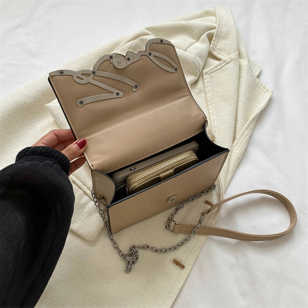Metal Letter Chain Link Strap Magnetic Button for Daily Use Crossbody Bag Mssza