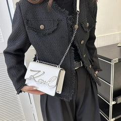 Metal Letter Chain Link Strap Magnetic Button for Daily Use Crossbody Bag Mssza