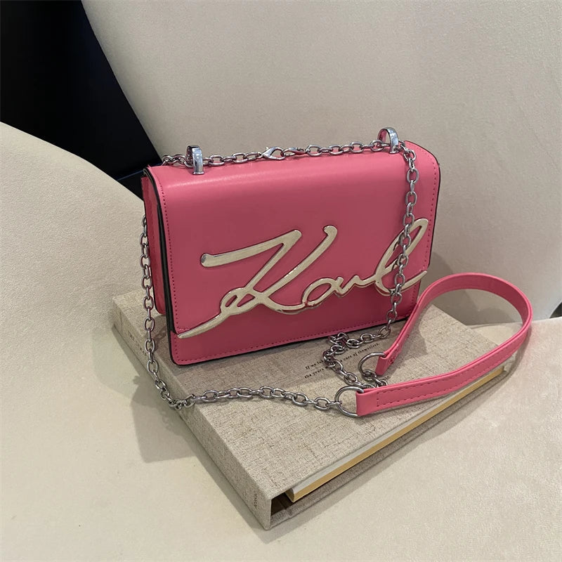 Metal Letter Chain Link Strap Magnetic Button for Daily Use Crossbody Bag Mssza