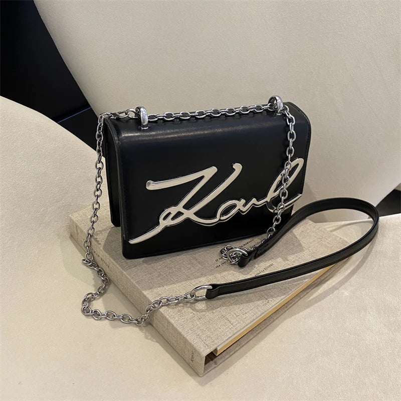 Metal Letter Chain Link Strap Magnetic Button for Daily Use Crossbody Bag Mssza