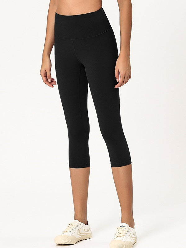 Mid Calf Length Pure Color High Elastic Yoga Leggings Mssza