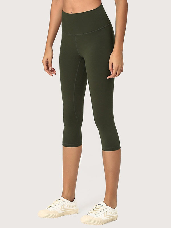 Mid Calf Length Pure Color High Elastic Yoga Leggings Mssza