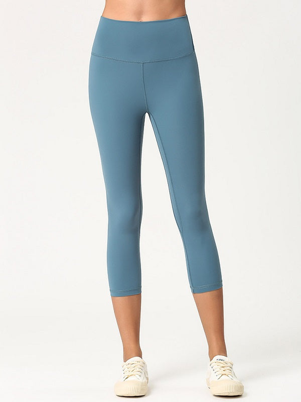 Mid Calf Length Pure Color High Elastic Yoga Leggings Mssza