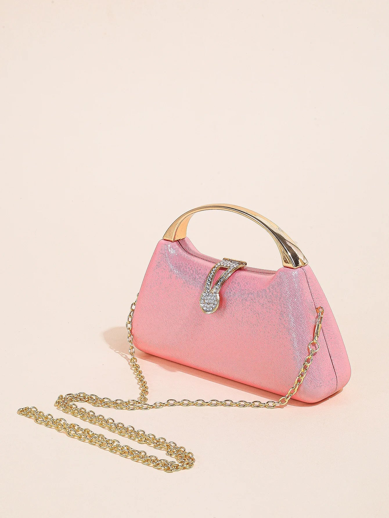 Mini Pearlescent Crisscross Pocket With Compact And Simple Drill Buckle Clutch Bag Mssza