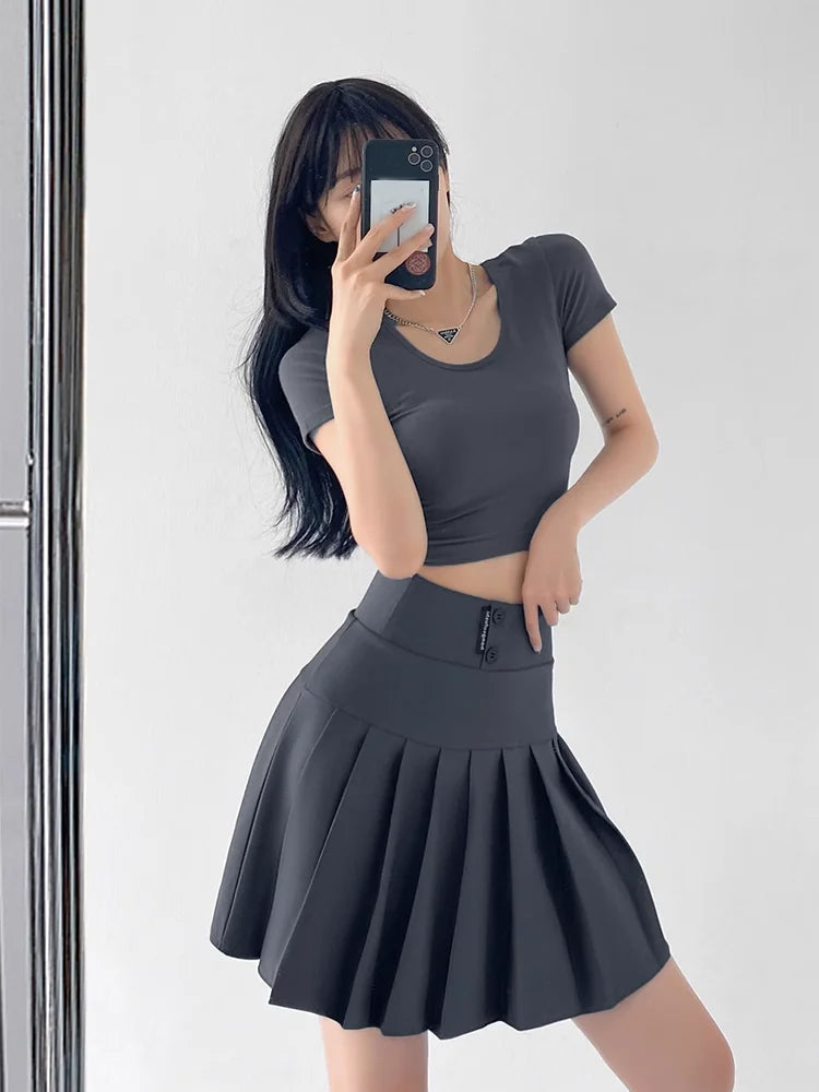 Mini Skirt Original Letter Elastic Waist Pleated Skirt A-line Skirt Mssza