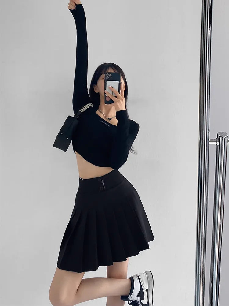Mini Skirt Original Letter Elastic Waist Pleated Skirt A-line Skirt Mssza