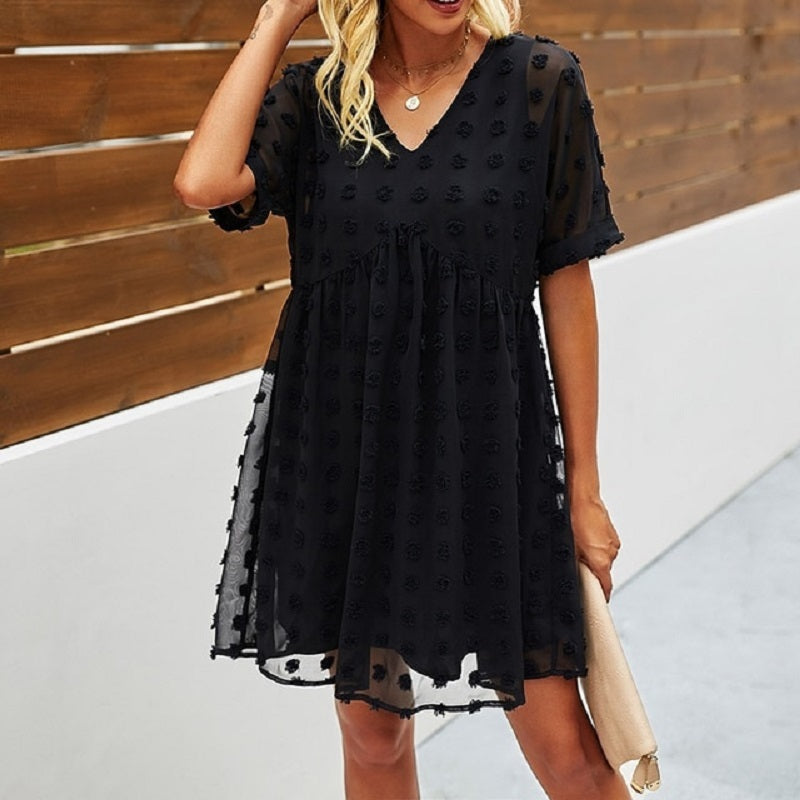 Mini Slim Chiffon Elegant V-Neck Dress Mssza
