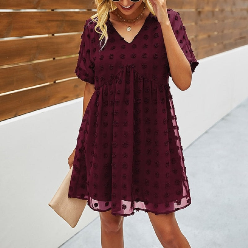 Mini Slim Chiffon Elegant V-Neck Dress Mssza