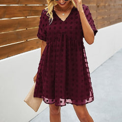 Mini Slim Chiffon Elegant V-Neck Dress Mssza