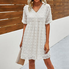Mini Slim Chiffon Elegant V-Neck Dress Mssza
