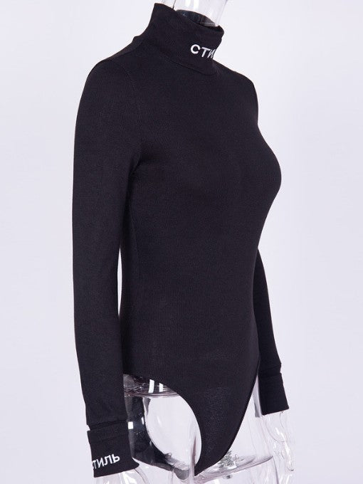 Mock Neck Long Sleeve One Piece Bodysuit Mssza