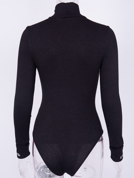Mock Neck Long Sleeve One Piece Bodysuit Mssza