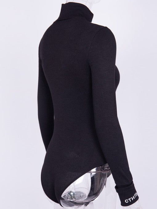 Mock Neck Long Sleeve One Piece Bodysuit Mssza