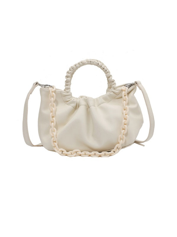Modern Solid Pleated Thick Chain Handbags Mssza