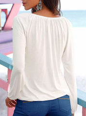 Modified Peasant Blouse â€?Drawstring Neckline Long Sleeves Mssza