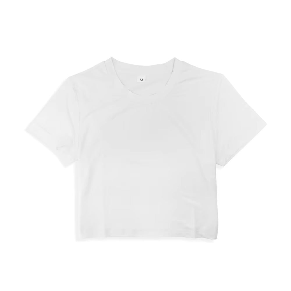 Money Calling Print Round Neck Short Sleeve Crop Top Mssza
