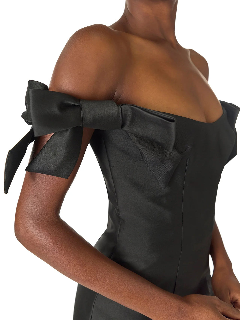 Off the Shoulder Bow Sleeve Sheath Midi Dress Mssaz Desses