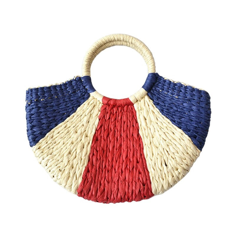 Moon Colorful Woven Handbag For Women Mssza