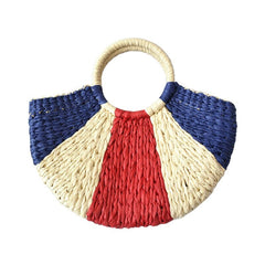Moon Colorful Woven Handbag For Women Mssza