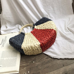 Moon Colorful Woven Handbag For Women Mssza
