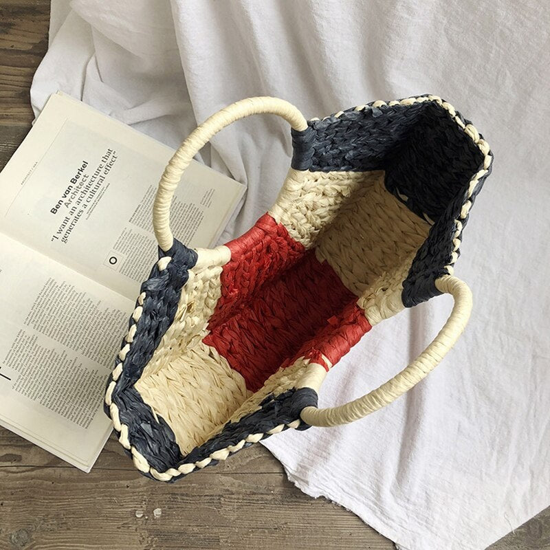 Moon Colorful Woven Handbag For Women Mssza