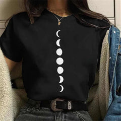 Moon Space Creativity Top â€?Women's Summer O-Neck T-shirt Mssza