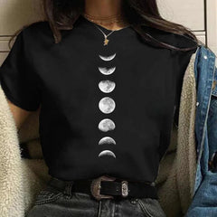 Moon Space Summer Tee â€?Women's Casual O-Neck Top Mssza