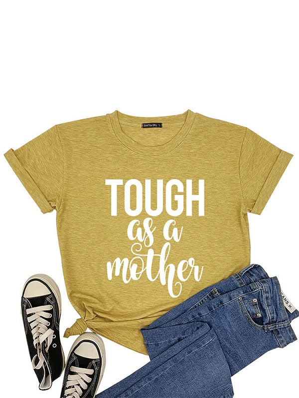 Mother' Day Letters Print O-neck Short Sleeve T-Shirt Mssza
