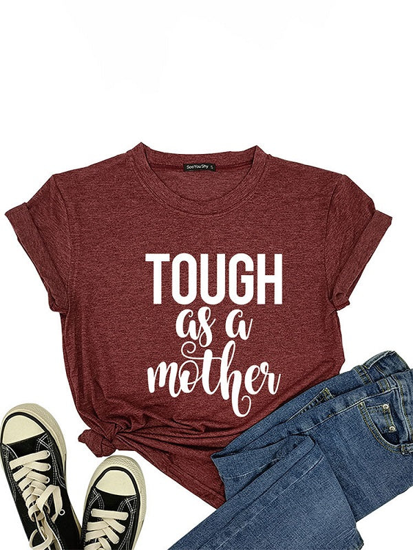 Mother' Day Letters Print O-neck Short Sleeve T-Shirt Mssza