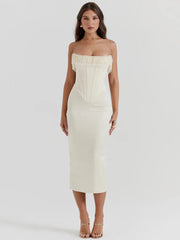Pearl Tassel Off-shoulder Backless Bodycon Club Lace Dress Mssaz Desses
