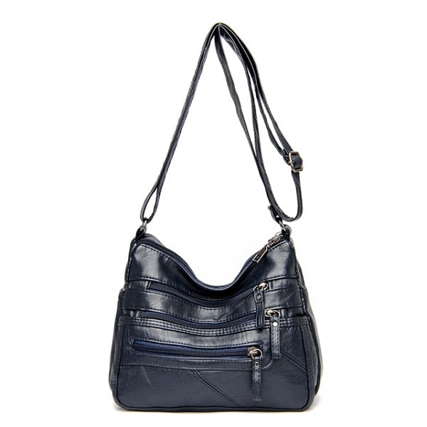 Multi Pocket Designer Casual Soft Leather Shoulder Bag Mssza
