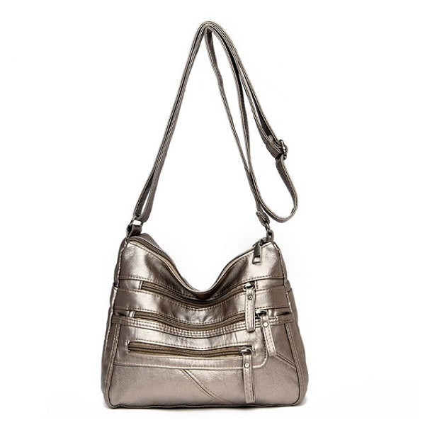 Multi Pocket Designer Casual Soft Leather Shoulder Bag Mssza