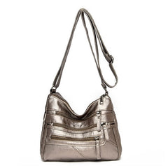 Multi Pocket Designer Casual Soft Leather Shoulder Bag Mssza