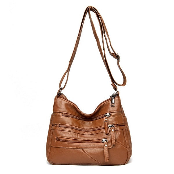 Multi Pocket Designer Casual Soft Leather Shoulder Bag Mssza