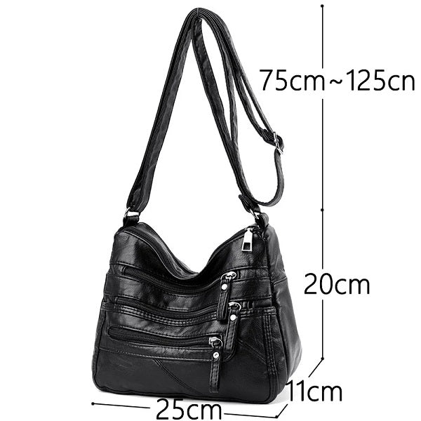 Multi Pocket Designer Casual Soft Leather Shoulder Bag Mssza